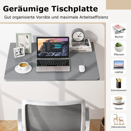 Wandklappschreibtisch, platzsparend, 80x60 cm, Grau