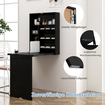 Wandmontierter Klapptisch mit Stauraum, platzsparendes Design