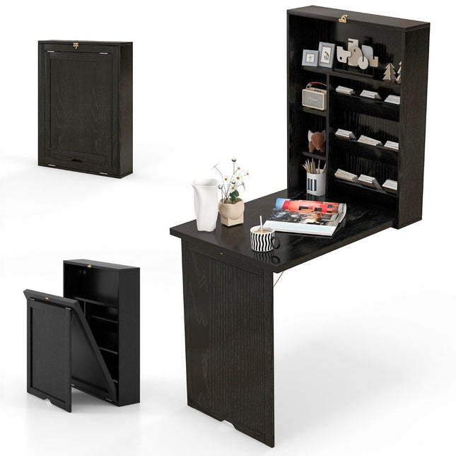 Wandmontierter Klapptisch mit Stauraum, platzsparendes Design