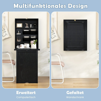 Wandmontierter Klapptisch mit Stauraum, platzsparendes Design