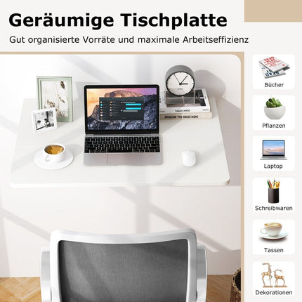Wandklapptisch, platzsparender Küchentisch, klappbarer Wandtisch, 80 x 60 cm, Weiß