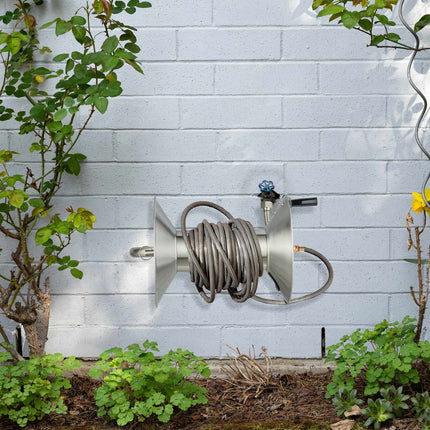 Wall-Mounted Garden Hose Reel with Crank Handle