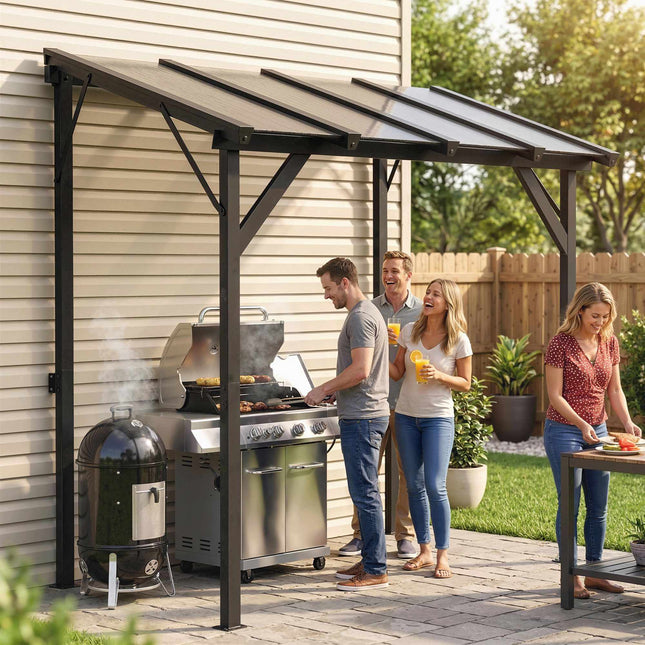Wandmontierter Grillpavillon mit UPF50+ PC-Dach