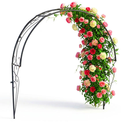 Wandmontiertes halbes Rosenbogen-Rankgitter, schwarzes Metall