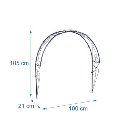 Wandmontiertes halbes Rosenbogen-Rankgitter, schwarzes Metall