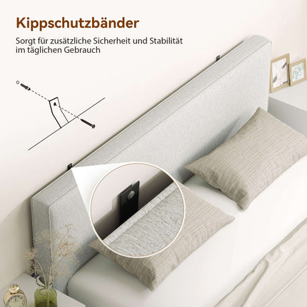 Wall-Mounted Headboard, Fabric Upholstery, 160x60 cm, Cream