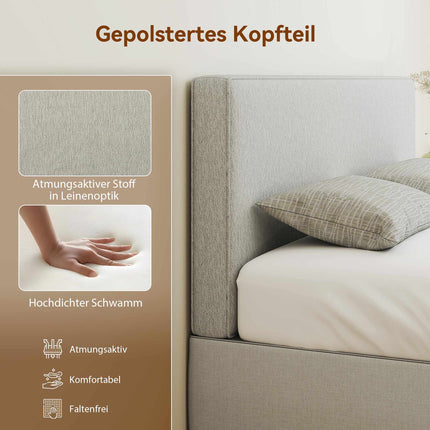 Wall-Mounted Headboard, Fabric Upholstery, 160x60 cm, Cream