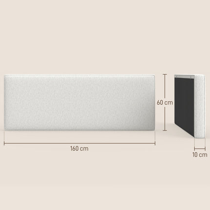 Wall-Mounted Headboard, Fabric Upholstery, 160x60 cm, Cream