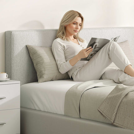 Wall-Mounted Headboard, Fabric Upholstery, 160x60 cm, Cream