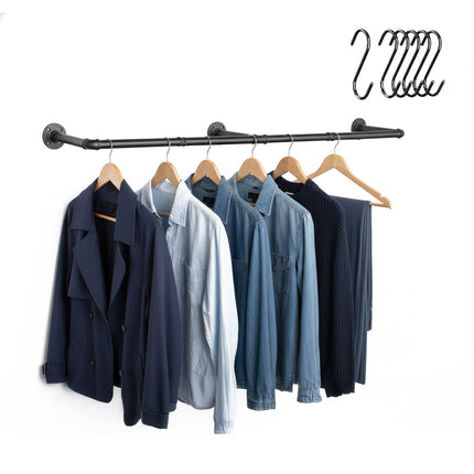 Wandmontierte industrielle Kleiderstange mit S-Haken