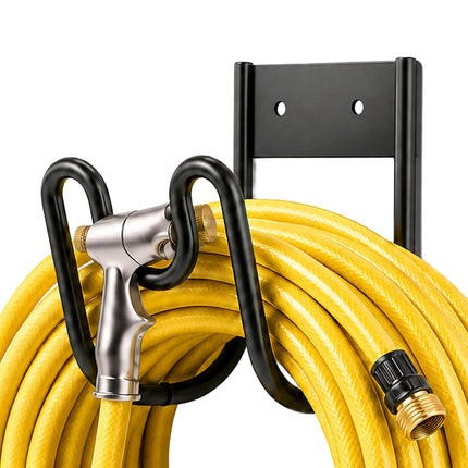 Wall-Mounted Iron Hose Holder, Black