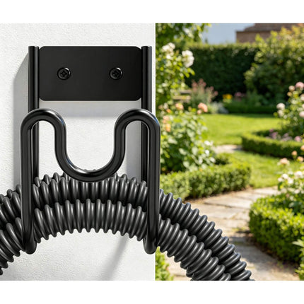Wall-Mounted Iron Hose Holder, Black