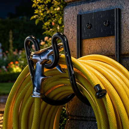 Wall-Mounted Iron Hose Holder, Black