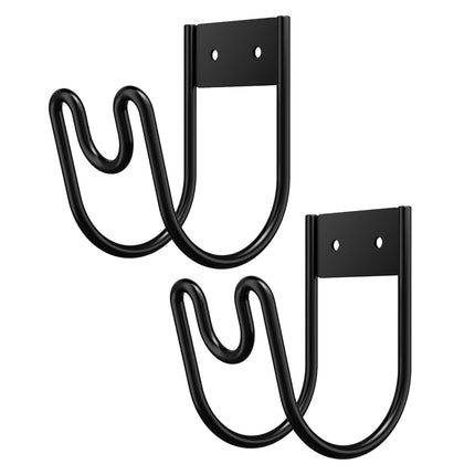 Wall-Mounted Iron Hose Holder, Black, Set of 2