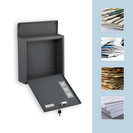 Wandbriefkasten aus Eisen mit Sichtfenstern