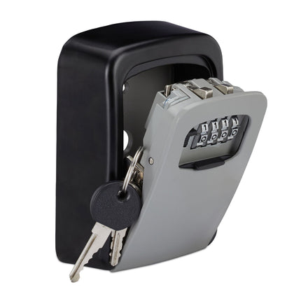 Wall-Mounted Key Safe with Combination Lock, Black/Grey