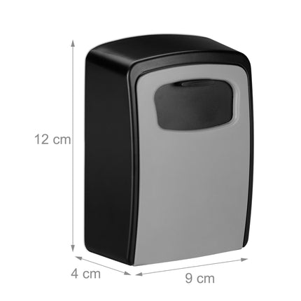 Wall-Mounted Key Safe with Combination Lock, Black/Grey