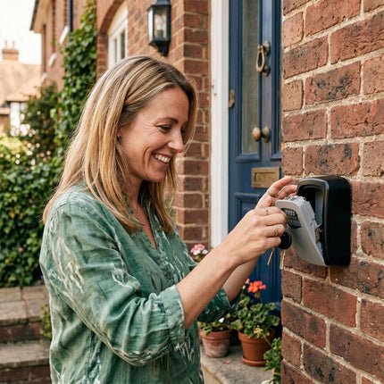 Wall-Mounted Key Safe with Combination Lock, Black/Grey