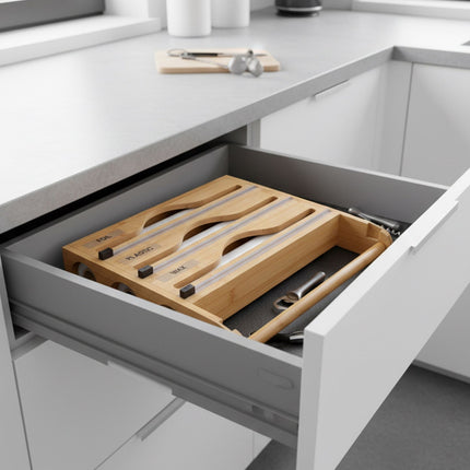 Wandmontierter Küchenrollen- und Folienspender mit Cutter