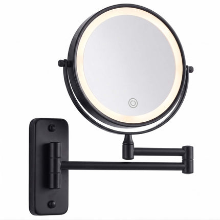 LED-Kosmetikspiegel zur Wandmontage, 10-fache Vergrößerung, Schwarz