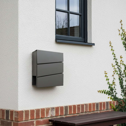 Wall-Mounted Letterbox with Magazine Holder and Rain Cover