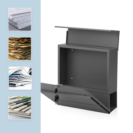 Wall-Mounted Letterbox with Magazine Holder and Rain Cover
