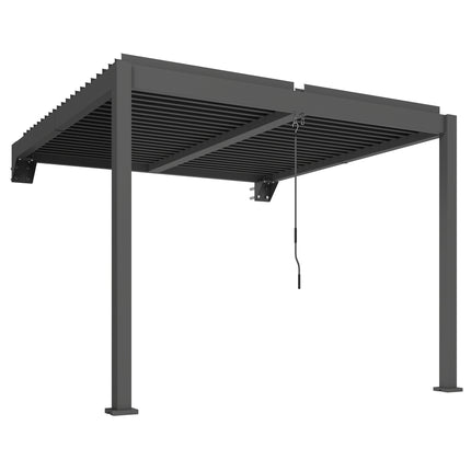 Wandanlehn-Lamellenpergola, 3x3m, verstellbares Metalldach