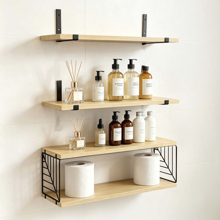Wall-Mounted MDF Shelves Set, 3-Piece, Various Sizes