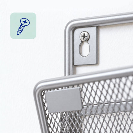 Wall-Mounted Magazine Holder with 3 Tiers, Silver Iron, Screws Included
