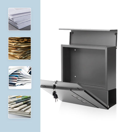 Wall-Mounted Mailbox with Newspaper Holder, Weatherproof