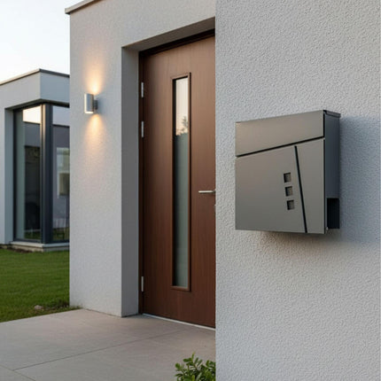Wall-Mounted Mailbox with Newspaper Holder, Weatherproof