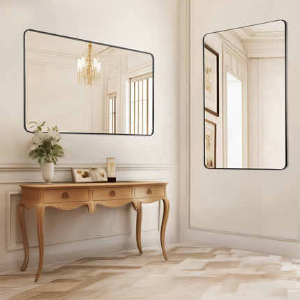 Wall-Mounted Makeup Mirror, 30 x 40 in, Aluminum, Shatter-Resistant