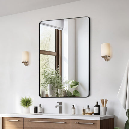 Wall-Mounted Makeup Mirror, 30 x 40 in, Aluminum, Shatter-Resistant