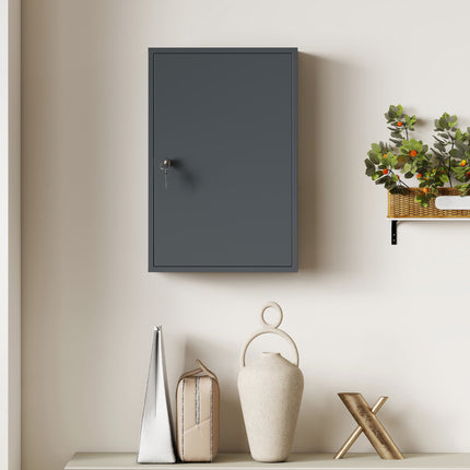 Wall-Mounted Medicine Cabinet, Lockable, 3 Shelves, Grey