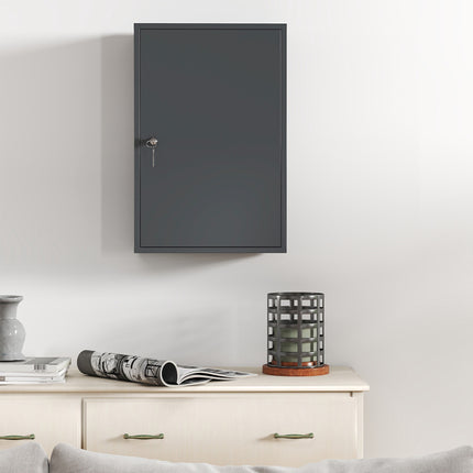 Wall-Mounted Medicine Cabinet, Lockable, 3 Shelves, Grey