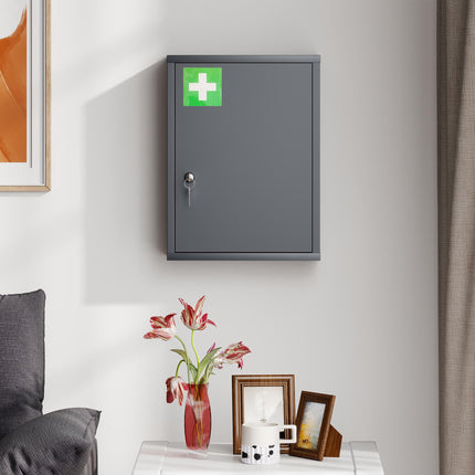 Wall-Mounted Medicine Cabinet with Lock, 3-Tier Steel, 40x15x53.5 cm