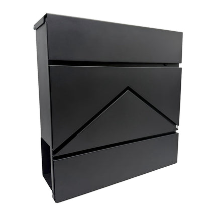 Wandbriefkasten aus Metall mit Zeitungsfach
