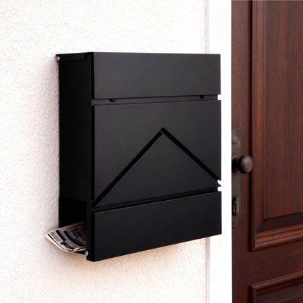 Wandbriefkasten aus Metall mit Zeitungsfach