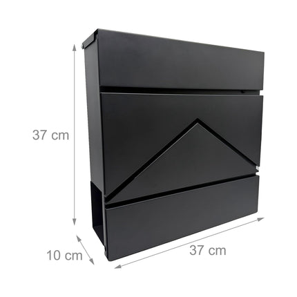 Wandbriefkasten aus Metall mit Zeitungsfach