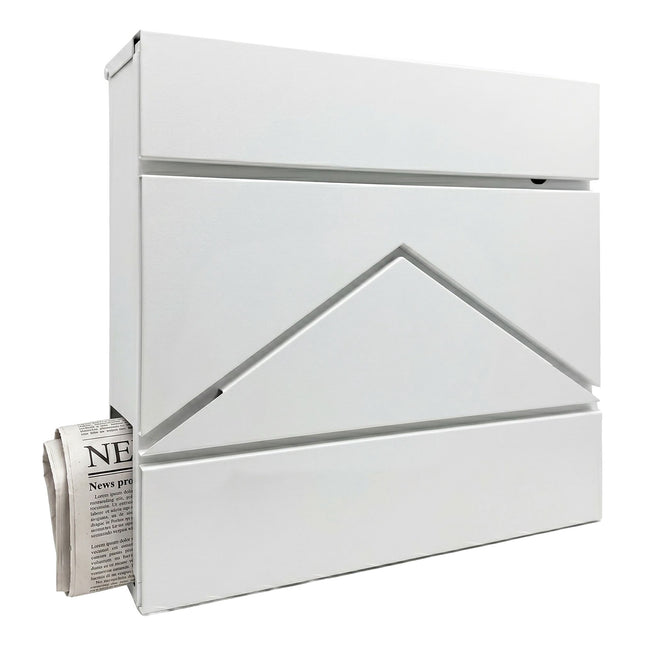 Wandmontierter Metallbriefkasten mit Zeitungsfach, Weiß