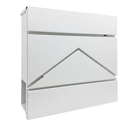Wall-Mounted Metal Postbox with Newspaper Holder, White