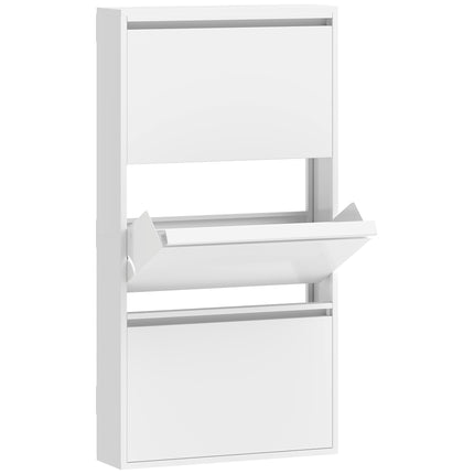 Wandmontierter Metallschuhschrank, 3 Klappfächer, Weiß
