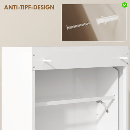 Wandmontierter Metallschuhschrank, 3 Klappfächer, Weiß