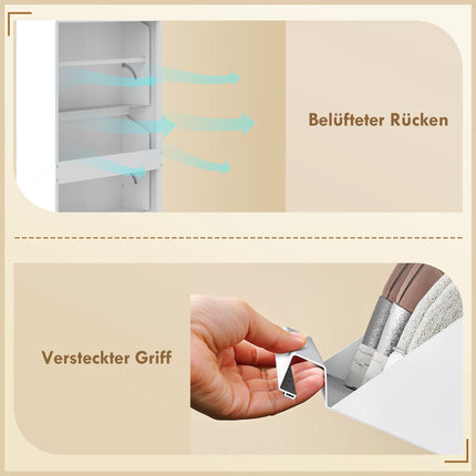 Wandmontierter Metallschuhschrank, 3 Klappfächer, Weiß