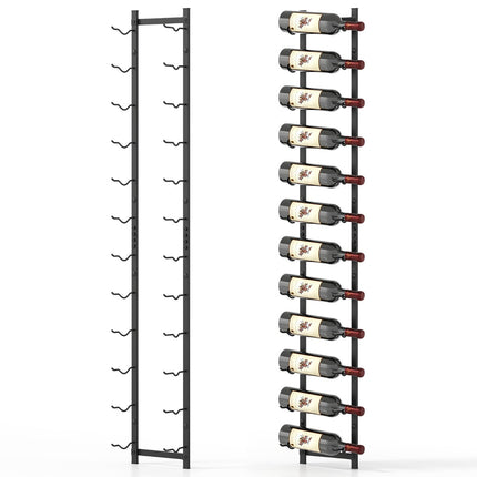 Wall-Mounted Metal Wine Rack for 12 Bottles, Black