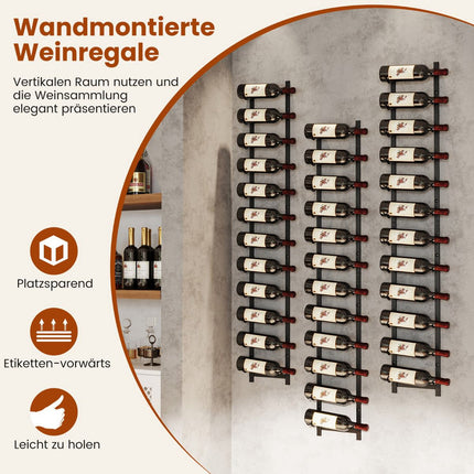 Wall-Mounted Metal Wine Rack for 12 Bottles, Black