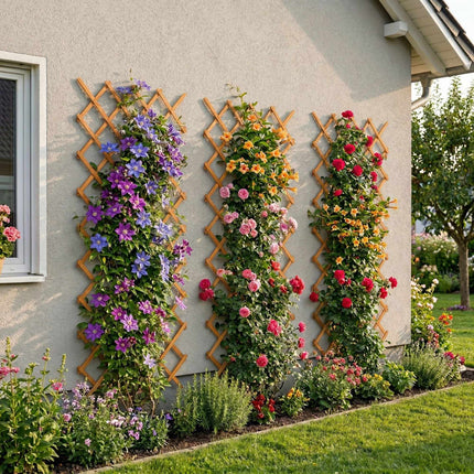 Wall-Mounted Plant Trellis Set, 3-Piece Extendable Wood