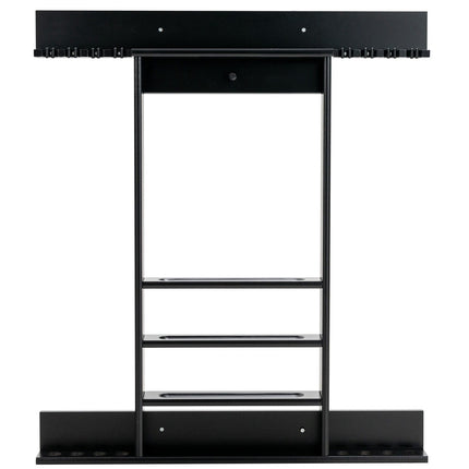 Wandmontierter Billardqueue-Halter, 8 Queues, 15 Kugeln, Schwarz