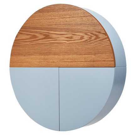 Wall-Mounted Round Dressing Table, Mirror, Shelves, 72 cm