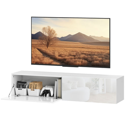 Wandmontierter TV-Schrank, schwebendes Medienmöbel, Weiß